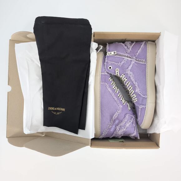 ZADIG & VOLTAIRE High Flash Canvas Sneakers in Boomerang Purple - Size 10 - NIB - Picture 1 of 16